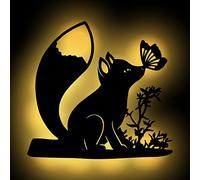 Namofactur Renard Lampe Led Lumière Murale En Bois - Veilleuse Déco Idée De Cadeau Pour Anniversaires