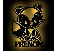 Namofactur Renard Lampe Led Murale En Bois Gravé - Veilleuse Déco Avec Prénom Personnalisé Pour Garçons Et Filles - Idée De Cadeau Pour Anniversaires, Baptêmes, Naissance - Couleur Au Choix