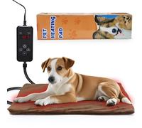 NAMOTEK Couverture Chauffante pour Animaux - Température & Minuterie Réglables, Tapis Chauffant Imperméable avec Câble Anti-Morsure, Arrêt Automatique pour Chiens & Chats