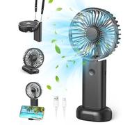 Namouk Ventilateur Portable, Portatif Electrique Fan de Bureau À Pile Ventilateur Silencieux Chambre 5 en 1 Ventilateur Voiture 3 Vitesses pour Voyages, Maquillage,Camping,Bureau À Domicile, Extérieur