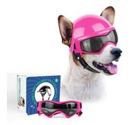 NAMSAN Lunettes anti-UV pour chien avec casque pour animaux de compagnie, protection des yeux anti-vent, lunettes de soleil pour chien, casque de moto cool pour petits/moyens chiens
