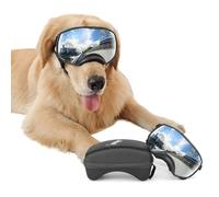 NAMSAN Lunettes de protection pour chien avec large champ de vision, protection UV, pour grands chiens, avec bande réglable et coussinets en éponge argentés