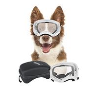 NAMSAN Lunettes de Soleil pour Chien avec LargeChamp de Vision, Protection UV pour Grands Chiens, Lunettes DeProtection Transparentes pour Chien avec Bande Réglable et Coussinets de Nez éponge