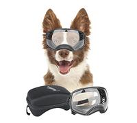 NAMSAN Lunettes de Soleil pour Chien avec Protection UV Bandeau Ajustable et Coussinets en Mousse Lunettes de Soleil pour Animaux de Compagnie Protégeant Les Yeux des Grands Chiens - Clair