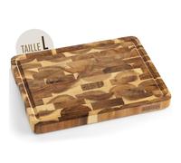 NAMTURE Planche à Découper en Bois d’Acacia - 33x24x2,5 cm - Billot Bois de Bout avec Surface Huilée Premium, Rigole à Jus & Pieds Antidérapants - Planche Cuisine Bois
