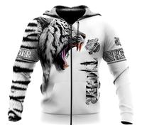 Namufeitrade Belle Amour Chasse au Tigre Sweat à Capuche imprimé en 3D pour Hommes Veste Unisexe Casual Pullover Streetwear