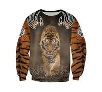 Namufeitrade Belle Amour Chasse au Tigre Sweat à Capuche imprimé en 3D pour Hommes Veste Unisexe Casual Pullover Streetwear