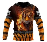 Namufeitrade Belle Amour Chasse au Tigre Sweat à Capuche imprimé en 3D pour Hommes Veste Unisexe Casual Pullover Streetwear