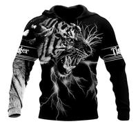 Namufeitrade Belle Amour Chasse au Tigre Sweat à Capuche imprimé en 3D pour Hommes Veste Unisexe Casual Pullover Streetwear