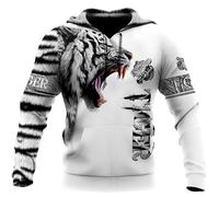 Namufeitrade Belle Amour Chasse au Tigre Sweat à Capuche imprimé en 3D pour Hommes Veste Unisexe Casual Pullover Streetwear