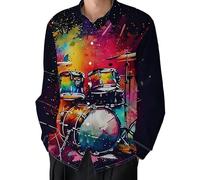 Namufeitrade Camisas hawaianas de Hombre de guitarra impresas en 3D Camisas de Manga Larga Con botones Tops de Verano Para Playa y vacaciones