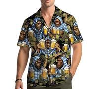 Namufeitrade Chemise hawaïenne pour Hommes de Noël drôle avec imprimé Sasquatch Manches Courtes Bouton sur Le Devant Haut pour l'été et la Plage
