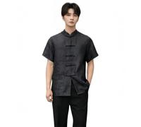 Namufeitrade Chemises Chinoises pour Homme à Manches Courtes de Style Tang ornées de Broderies représentant des Dragons sur Le thème du Kung-fu du Tai-chi et des Arts Martiaux de Type Zhongshan