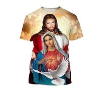 Namufeitrade Chrétien Mère de Dieu Vierge Marie T-Shirt pour Homme Jésus Aime T-Shirts décontractés à col Rond Tops à Manches Courtes T-Shirts surdimensionnés pour Homme