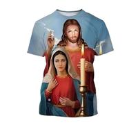 Namufeitrade Chrétien Mère de Dieu Vierge Marie T-Shirt pour Homme Jésus Aime T-Shirts décontractés à col Rond Tops à Manches Courtes T-Shirts surdimensionnés pour Homme