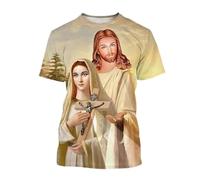 Namufeitrade Chrétien Mère de Dieu Vierge Marie T-Shirt pour Homme Jésus Aime T-Shirts décontractés à col Rond Tops à Manches Courtes T-Shirts surdimensionnés pour Homme