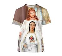 Namufeitrade Chrétien Mère de Dieu Vierge Marie T-Shirt pour Homme Jésus Aime T-Shirts décontractés à col Rond Tops à Manches Courtes T-Shirts surdimensionnés pour Homme