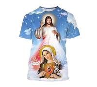 Namufeitrade Chrétien Mère de Dieu Vierge Marie T-Shirt pour Homme Jésus Aime T-Shirts décontractés à col Rond Tops à Manches Courtes T-Shirts surdimensionnés pour Homme