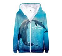 Namufeitrade Femmes Hommes Ocean Sea Dolphin 3D Imprimé Fermeture Éclair Sweat à Capuche Pullover Sweat Casual Colorful Automne Cardigan Streetwear