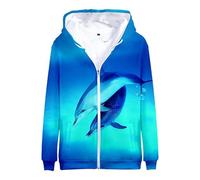 Namufeitrade Femmes Hommes Ocean Sea Dolphin 3D Imprimé Fermeture Éclair Sweat à Capuche Pullover Sweat Casual Colorful Automne Cardigan Streetwear