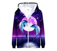 Namufeitrade Femmes Hommes Ocean Sea Dolphin 3D Imprimé Fermeture Éclair Sweat à Capuche Pullover Sweat Casual Colorful Automne Cardigan Streetwear