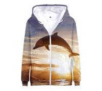 Namufeitrade Femmes Hommes Ocean Sea Dolphin 3D Imprimé Fermeture Éclair Sweat à Capuche Pullover Sweat Casual Colorful Automne Cardigan Streetwear