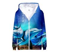 Namufeitrade Femmes Hommes Ocean Sea Dolphin 3D Imprimé Fermeture Éclair Sweat à Capuche Pullover Sweat Casual Colorful Automne Cardigan Streetwear