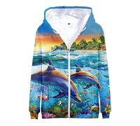 Namufeitrade Femmes Hommes Ocean Sea Dolphin 3D Imprimé Fermeture Éclair Sweat à Capuche Pullover Sweat Casual Colorful Automne Cardigan Streetwear