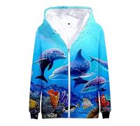 Namufeitrade Femmes Hommes Ocean Sea Dolphin 3D Imprimé Fermeture Éclair Sweat à Capuche Pullover Sweat Casual Colorful Automne Cardigan Streetwear