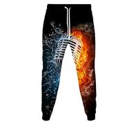 Namufeitrade Fire Guitar Musical Notes 3D Impression Pantalon de Jogging Femmes Hommes Cordon Jogger Pantalon Athletic Pantalon Running Survêtement Bas