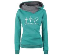 Namufeitrade Pull à Capuche pour Femme Faith Hope Love imprimé en 3D Sweat à Capuche en Polaire Tenue décontractée pour la Saint-Valentin Streetwear