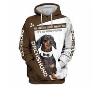 Namufeitrade Si Je ne Peux Pas emmener Mon Chien Je n'y Vais Pas Sweat à Capuche imprimé en 3D Dachshund Pull Streetwear Survêtement Cadeau pour Les Amoureux des Chiens