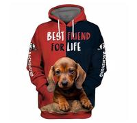 Namufeitrade Si Je ne Peux Pas emmener Mon Chien Je n'y Vais Pas Sweat à Capuche imprimé en 3D Dachshund Pull Streetwear Survêtement Cadeau pour Les Amoureux des Chiens