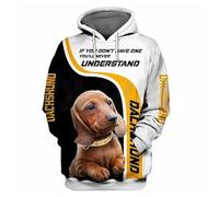 Namufeitrade Si Je ne Peux Pas emmener Mon Chien Je n'y Vais Pas Sweat à Capuche imprimé en 3D Dachshund Pull Streetwear Survêtement Cadeau pour Les Amoureux des Chiens