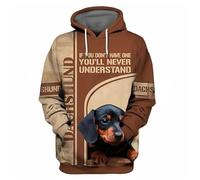 Namufeitrade Si Je ne Peux Pas emmener Mon Chien Je n'y Vais Pas Sweat à Capuche imprimé en 3D Dachshund Pull Streetwear Survêtement Cadeau pour Les Amoureux des Chiens