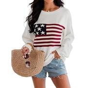 Namufeitrade Sweat-Shirt pour Femmes avec Drapeau américain Manches Longues décontracté col Rond, Pull Ample Doux avec Impression Graphique du Drapeau des États-Unis