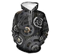 Namufeitrade Sweat-Shirts à Capuche pour Hommes et Femmes avec Impression 3D d'un Volant mécanique à Manches Longues avec Poche Style Streetwear Cool