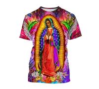 Namufeitrade T-Shirt Vierge Marie Déesse de la Miséricorde T-Shirts imprimés en 3D Jésus Dieu Unisexe Tops à Manches Courtes