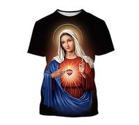 Namufeitrade T-Shirt Vierge Marie Déesse de la Miséricorde T-Shirts imprimés en 3D Jésus Dieu Unisexe Tops à Manches Courtes