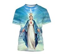 Namufeitrade T-Shirt Vierge Marie Déesse de la Miséricorde T-Shirts imprimés en 3D Jésus Dieu Unisexe Tops à Manches Courtes
