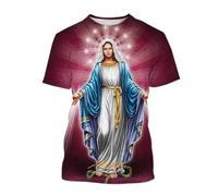 Namufeitrade T-Shirt Vierge Marie Déesse de la Miséricorde T-Shirts imprimés en 3D Jésus Dieu Unisexe Tops à Manches Courtes