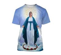 Namufeitrade T-Shirt Vierge Marie Déesse de la Miséricorde T-Shirts imprimés en 3D Jésus Dieu Unisexe Tops à Manches Courtes