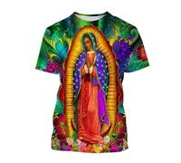 Namufeitrade T-Shirt Vierge Marie Déesse de la Miséricorde T-Shirts imprimés en 3D Jésus Dieu Unisexe Tops à Manches Courtes