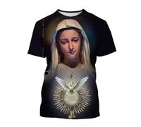Namufeitrade T-Shirt Vierge Marie Déesse de la Miséricorde T-Shirts imprimés en 3D Jésus Dieu Unisexe Tops à Manches Courtes