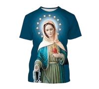 Namufeitrade T-Shirt Vierge Marie Déesse de la Miséricorde T-Shirts imprimés en 3D Jésus Dieu Unisexe Tops à Manches Courtes