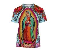 Namufeitrade T-Shirt Vierge Marie Déesse de la Miséricorde T-Shirts imprimés en 3D Jésus Dieu Unisexe Tops à Manches Courtes