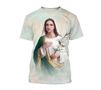 Namufeitrade T-Shirt Vierge Marie Déesse de la Miséricorde T-Shirts imprimés en 3D Jésus Dieu Unisexe Tops à Manches Courtes