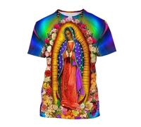 Namufeitrade T-Shirt Vierge Marie Déesse de la Miséricorde T-Shirts imprimés en 3D Jésus Dieu Unisexe Tops à Manches Courtes
