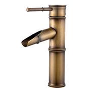 Namuoto Mitigeur Lavabo Cascade, Robinet Lavabo Mitigeur Salle de Bain Cascade en Laiton, Robinet Salle Bain Bambou Retro, 2 Joints Break Mouth