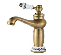 Namuoto Robinet de salle de bains Vintage Monocommande en Céramique Florale Pour Évier Robinet Salle De Bains Lavabo pour Bidet, Laiton Antique